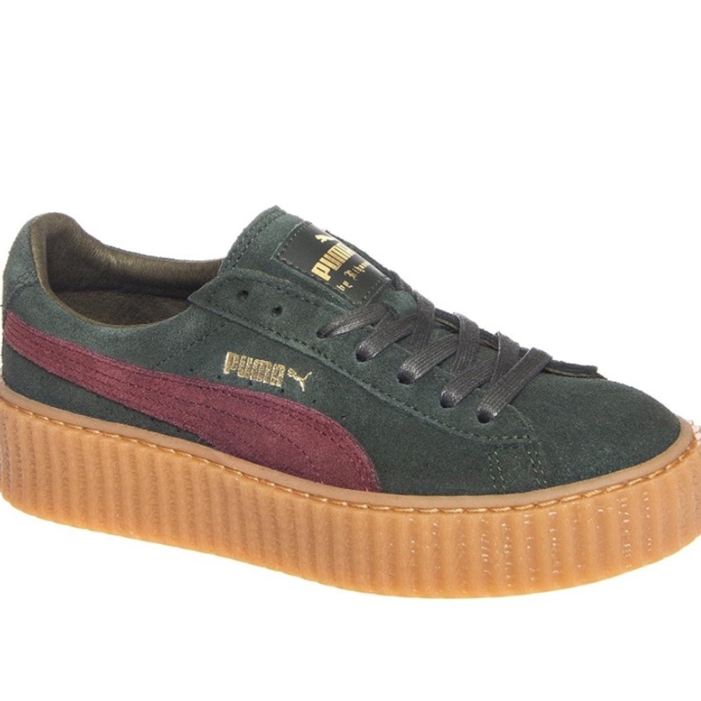 Puma x Fenty Rihanna Women’s 8nGreen Suede Gum Creeper Platform Sneaker Shoes
